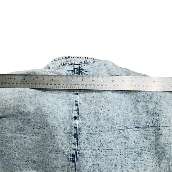 Fringe Acid Wash Denim 2 Piece Jeans Suit Vintage 90s Andiamo Womens Blue Small - Picture 11 of 16